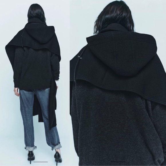 ZARA ~ HOODED WOOL CAPE ZW LIMITED EDITION - Picture 4 of 17